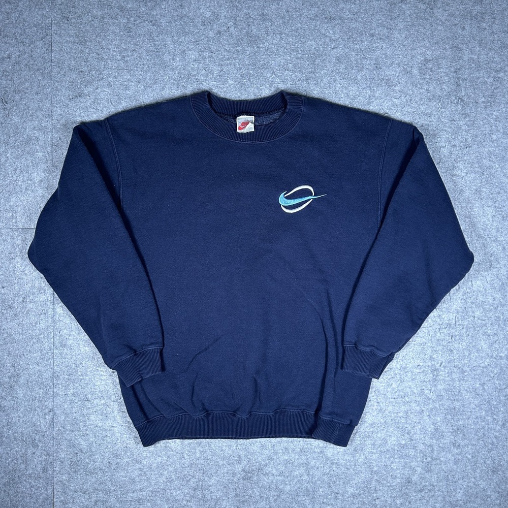 Vintage Nike Crewneck Sweatshirt Mens Large Navy Blue 90s Embroidered Logo